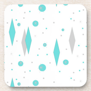 Retro Turquoise Diamond Starburst Plastic Onderzet Bier Onderzetter