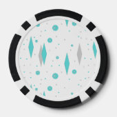 Retro Turquoise Diamond & Starburst Poker Chips (Achterkant)