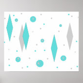 Retro Turquoise Diamond & Starburst Poster (Voorkant)