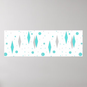 Retro Turquoise Diamond & Starburst Poster