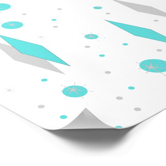 Retro Turquoise Diamond & Starburst Poster (Hoek)