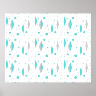 Retro Turquoise Diamond & Starburst Poster