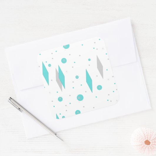Retro Turquoise Diamond & Starburst Stickers (Envelop)