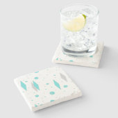 Retro Turquoise Diamond & Starburst Stone Onderzet Stenen Onderzetter (Zijkant)