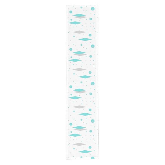 Retro Turquoise Diamond & Starburst Table Runner Korte Tafelloper (Voorkant)