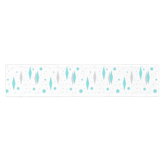 Retro Turquoise Diamond & Starburst Table Runner Korte Tafelloper (Horizontaal)