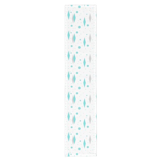 Retro Turquoise Diamond & Starburst Table Runner Korte Tafelloper (Voorkant)