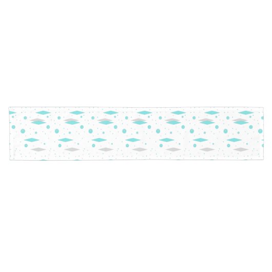 Retro Turquoise Diamond & Starburst Table Runner Korte Tafelloper (Horizontaal)