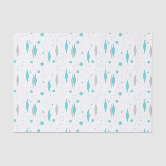 Retro Turquoise Diamond & Starburst Tissue Paper Tissuepapier (Voorkant)