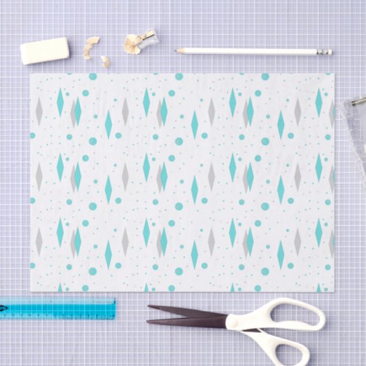 Retro Turquoise Diamond & Starburst Tissue Paper Tissuepapier (Craft)