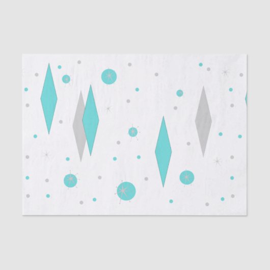 Retro Turquoise Diamond & Starburst Tissue Paper Tissuepapier (Voorkant)