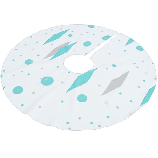 Retro Turquoise Diamond & Starburst Tree Rok Kerstboom Rok (Gekanteld)