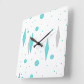 Retro Turquoise Diamond & Starburst Wall Clock Vierkante Klok (Hoek)