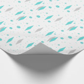 Retro Turquoise Diamond & Starburst Wrapping Paper Cadeaupapier (Hoek)