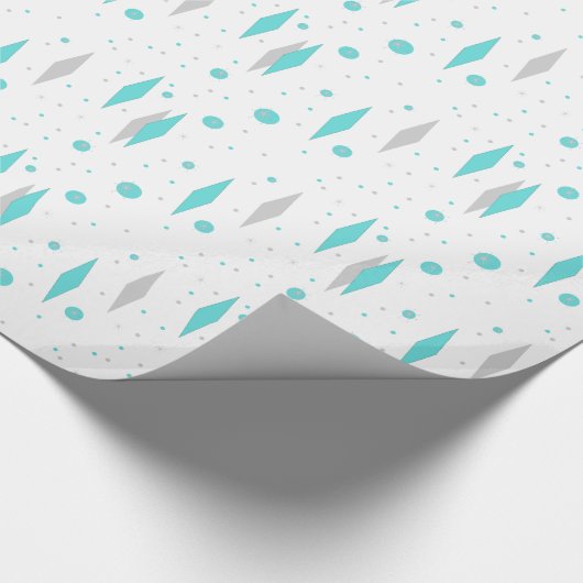 Retro Turquoise Diamond & Starburst Wrapping Paper Cadeaupapier (Hoek)