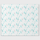 Retro Turquoise Diamond & Starburst Wrapping Paper Cadeaupapier (Vlak)