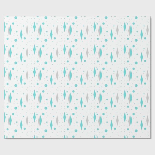 Retro Turquoise Diamond & Starburst Wrapping Paper Cadeaupapier (Vlak)