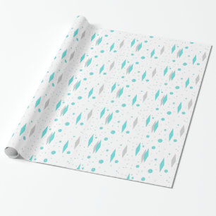 Retro Turquoise Diamond & Starburst Wrapping Paper Cadeaupapier