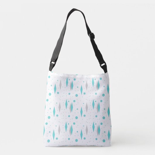 Retro Turquoise Diamonds en Starbursts Canvas tas (Achterkant)