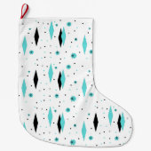 Retro Turquoise Diamonds Kerstmis stoppen Grote Kerstsok (Voorkant)