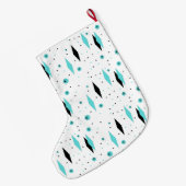 Retro Turquoise Diamonds Kerstmis stoppen Grote Kerstsok (Achterkant (Hangend))