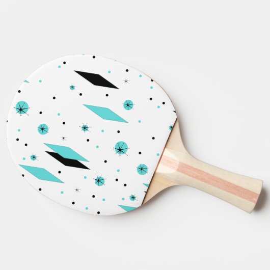 Retro Turquoise Diamonds Ping Pong Paddle Tafeltennisbatje (Zijkant)