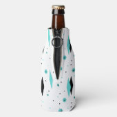 Retro Turquoise Diamonds & Starburst Bottle Cooler (Fles Achterkant)