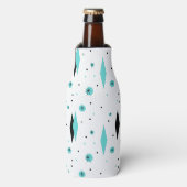 Retro Turquoise Diamonds & Starburst Bottle Cooler (Fles Voorkant)