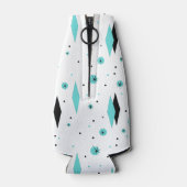 Retro Turquoise Diamonds & Starburst Bottle Cooler (Achterkant)