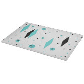 Retro Turquoise Diamonds & Starburst Cutting Board Snijplank (Hoek)