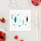 Retro Turquoise Diamonds & Starburst Papieren serv Servet (Insitu)