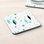 Retro Turquoise Diamonds Starburst Plastic Onderze Onderzetter (Linkerzijde)