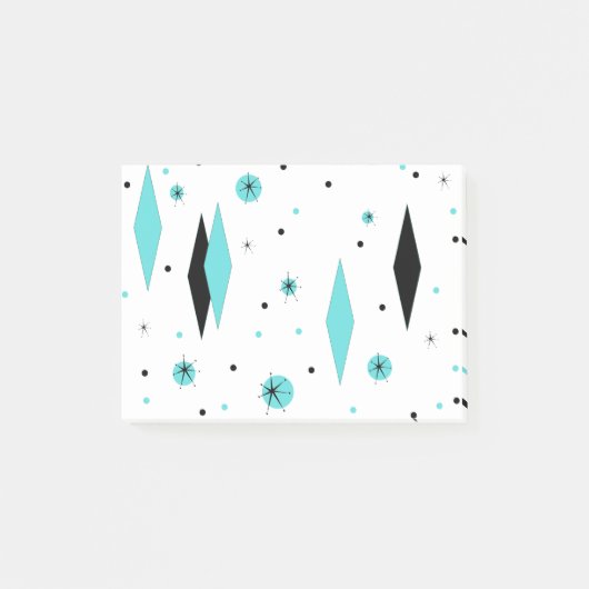 Retro Turquoise Diamonds & Starburst Post-it Notes (Voorkant)