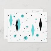 Retro Turquoise Diamonds & Starbursts Briefkaart (Voorkant / Achterkant)
