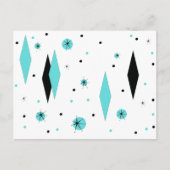 Retro Turquoise Diamonds & Starbursts Briefkaart (Voorkant)
