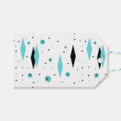 Retro Turquoise Diamonds & Starbursts Cadeau Label Cadeaulabel (Voorkant (Horizontaal))