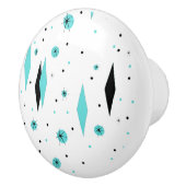 Retro Turquoise Diamonds & Starbursts Ceramic Pull Keramische Knop (Rechts)