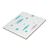 Retro Turquoise Diamonds & Starbursts Ceramic Tilw Tegeltje (Zijkant)