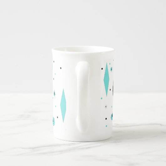 Retro Turquoise Diamonds & Starbursts China Mok (Achterkant)