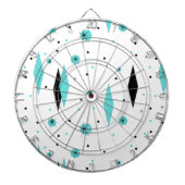 Retro Turquoise Diamonds & Starbursts Dart Board Dartbord (Voorkant)
