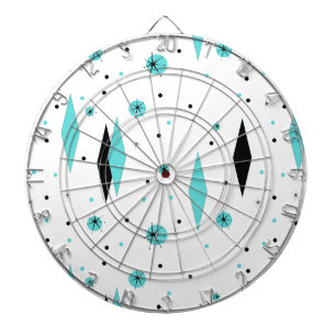 Retro Turquoise Diamonds & Starbursts Dart Board Dartbord