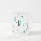 Retro Turquoise Diamonds & Starbursts Frosted Mok (Voorkant rechts)