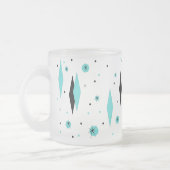 Retro Turquoise Diamonds & Starbursts Frosted Mok (Links)