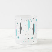 Retro Turquoise Diamonds & Starbursts Frosted Mok (Center)