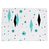 Retro Turquoise Diamonds & Starbursts Gift Bag Groot Cadeauzakje (Voorkant)