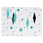 Retro Turquoise Diamonds & Starbursts Gift Bag Groot Cadeauzakje (Achterkant)