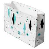 Retro Turquoise Diamonds & Starbursts Gift Bag Groot Cadeauzakje (Achterkant Gekanteld)