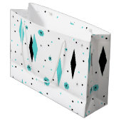 Retro Turquoise Diamonds & Starbursts Gift Bag Groot Cadeauzakje (Voorkant Gekanteld)