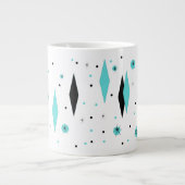 Retro Turquoise Diamonds & Starbursts Jumbo Mok (Voorkant)