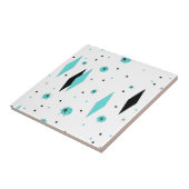 Retro Turquoise Diamonds & Starbursts keramische t Tegeltje (Zijkant)